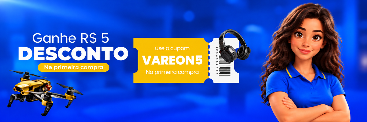 Ganhe R$ 5 de desconto na primeira compra com o cupom VAREON5